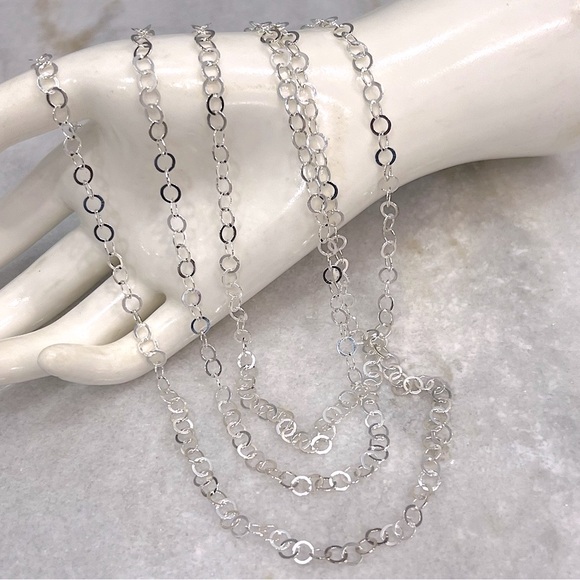 Sterling Silver Endless 60” Flat Rolo Link Chain Necklace